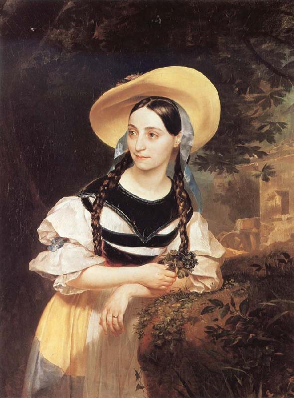 Karl Briullov Portrait of Fanni Persiani-Tachnardi as Amina in bellini-s opera la sonnabula Norge oil painting art